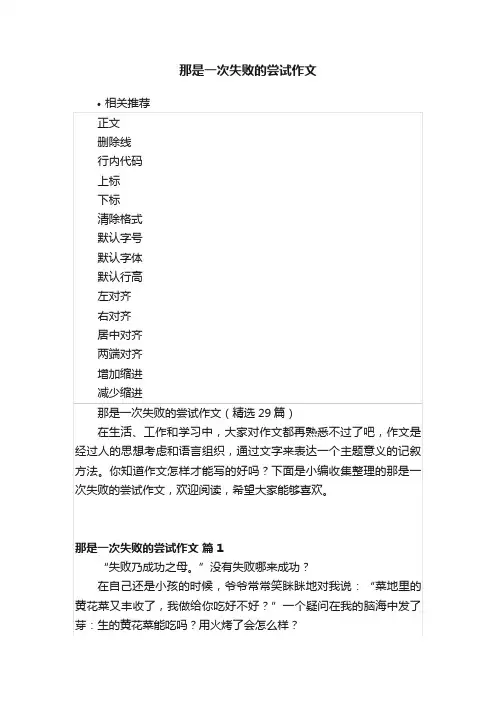 那是一次失败的尝试作文
