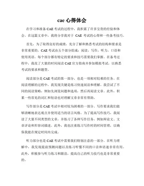 cae心得体会