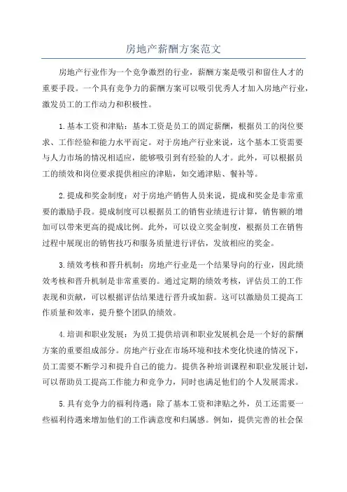 房地产薪酬方案范文