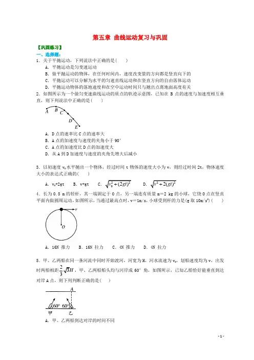 高中物理 第五章 曲线运动复习与巩固(提高)巩固训练 