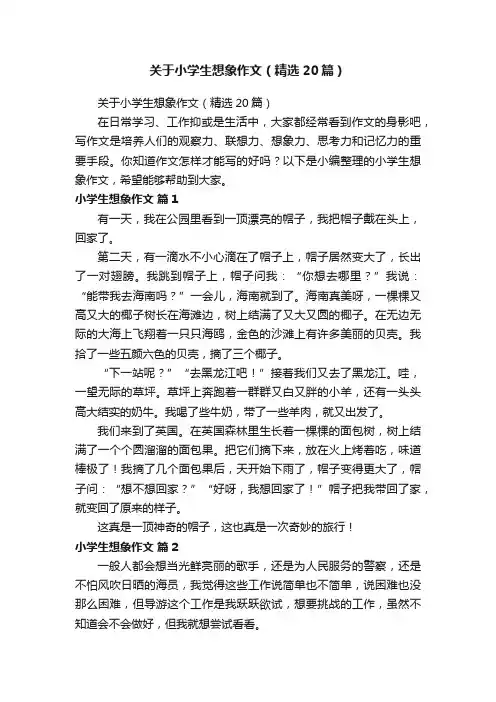 关于小学生想象作文（精选20篇）
