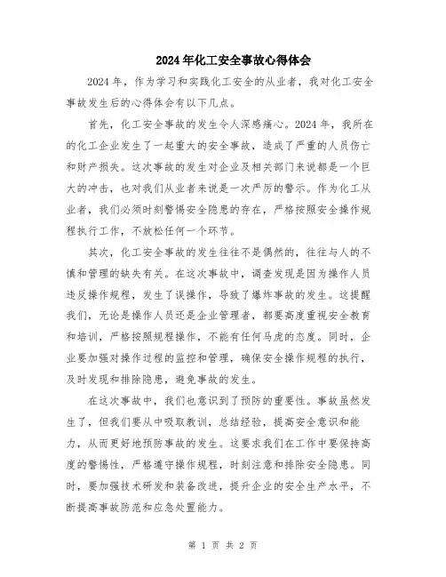 2024年化工安全事故心得体会