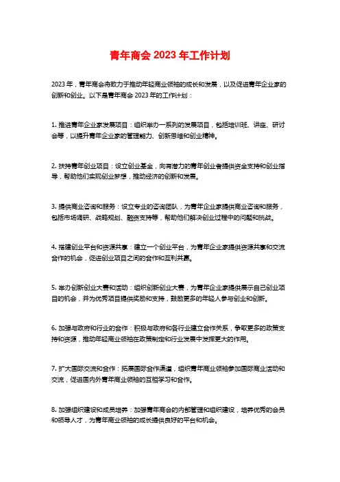 青年商会2023年工作计划