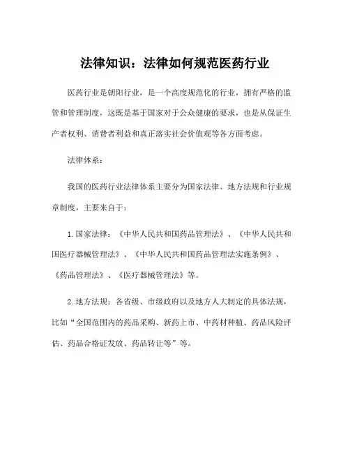法律知识：法律如何规范医药行业