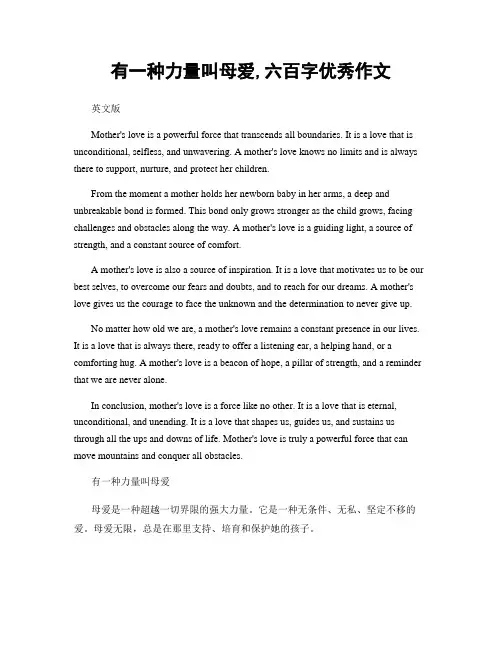 有一种力量叫母爱,六百字优秀作文