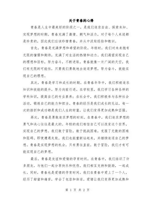 关于青春的心得