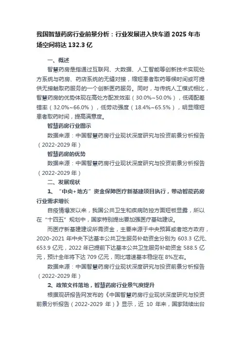 我国智慧药房行业前景分析：行业发展进入快车道2025年市场空间将达132.3亿