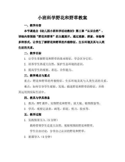 小班科学野花和野草教案