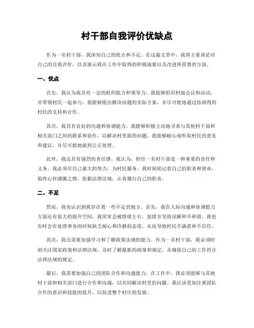 村干部自我评价优缺点