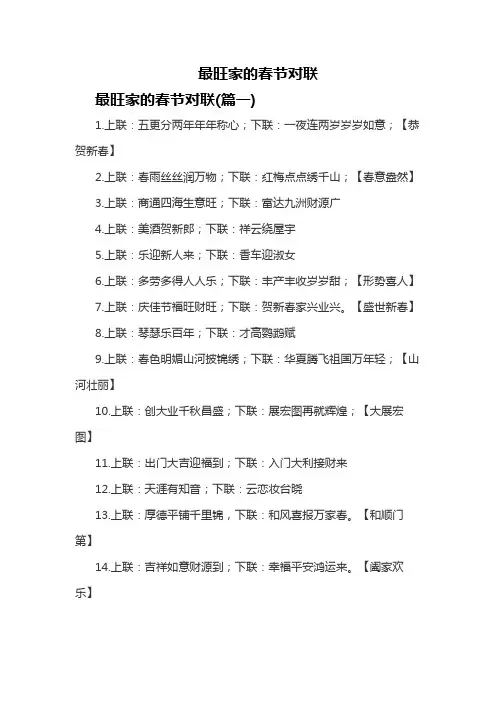 最旺家的春节对联