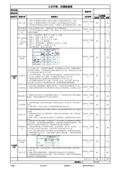 土方开挖、回填检查表
