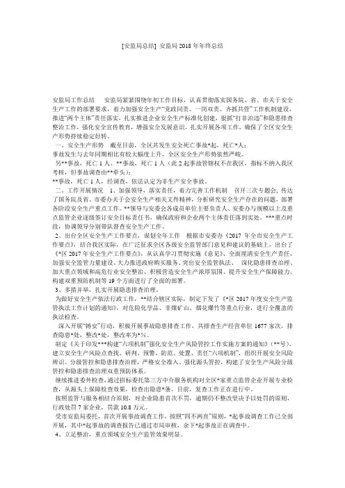[安监局总结] 安监局2018年年终总结
