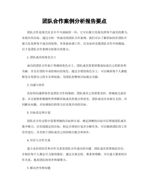 团队合作案例分析报告要点