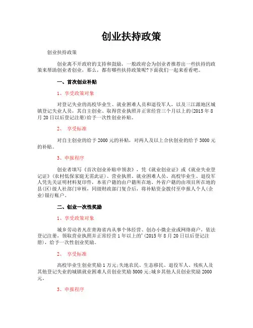 创业扶持政策