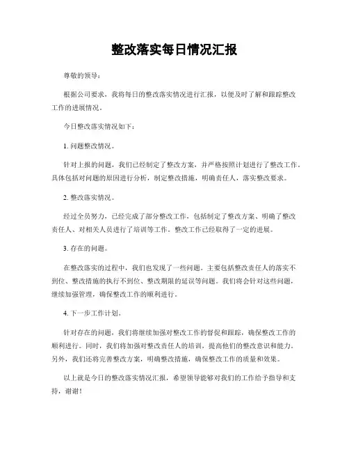 整改落实每日情况汇报
