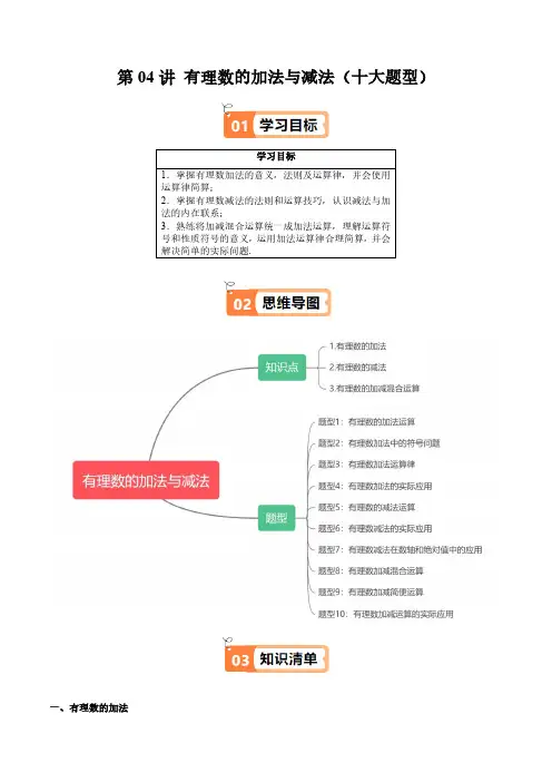 第04讲 有理数的加法与减法(十大题型)(学生版)24-25学年六年级数学上册同步(沪教版2024)