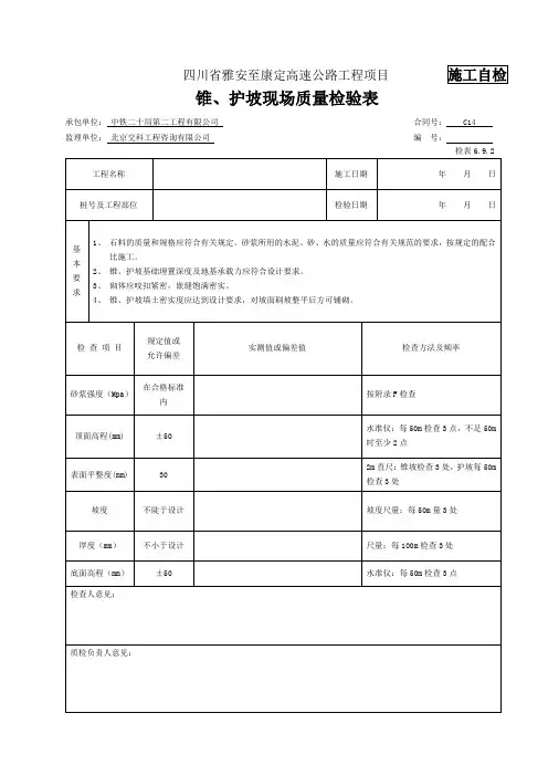 锥、护坡检表及记录表
