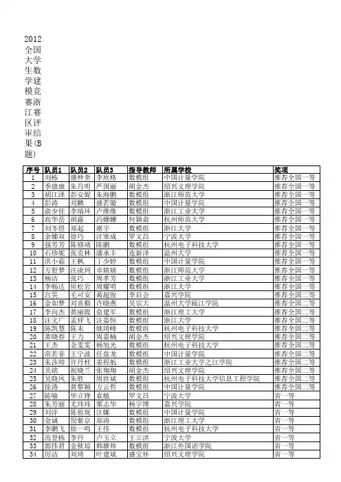 浙江省大学生数学建模2012B