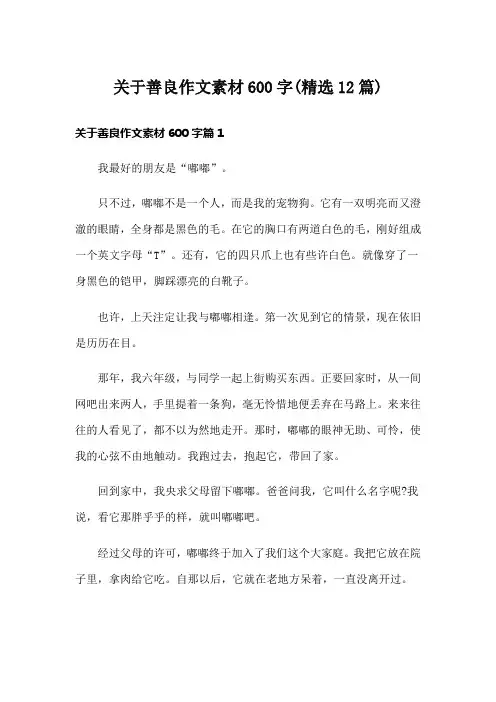关于善良作文素材600字(精选12篇)