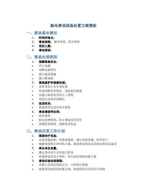 触电事故现场处置方案模板