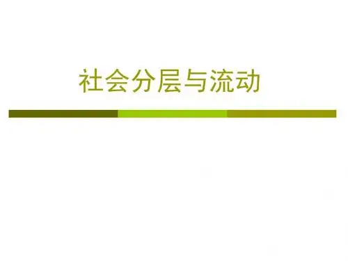 社会分层和流动讲义