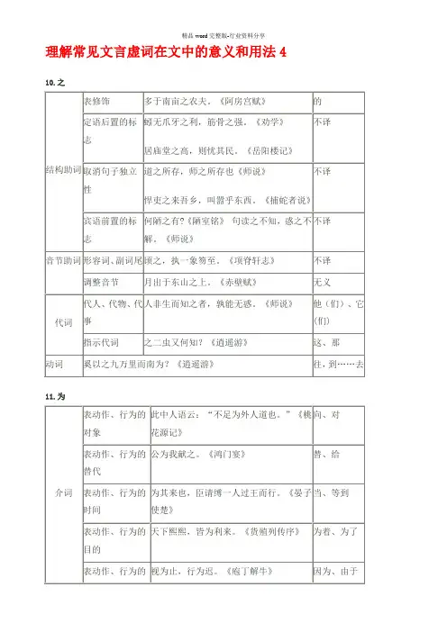 理解常见文言虚词在文中的意义和用法4