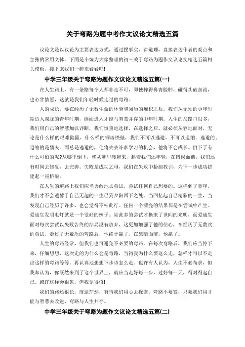 关于弯路为题中考作文议论文精选五篇