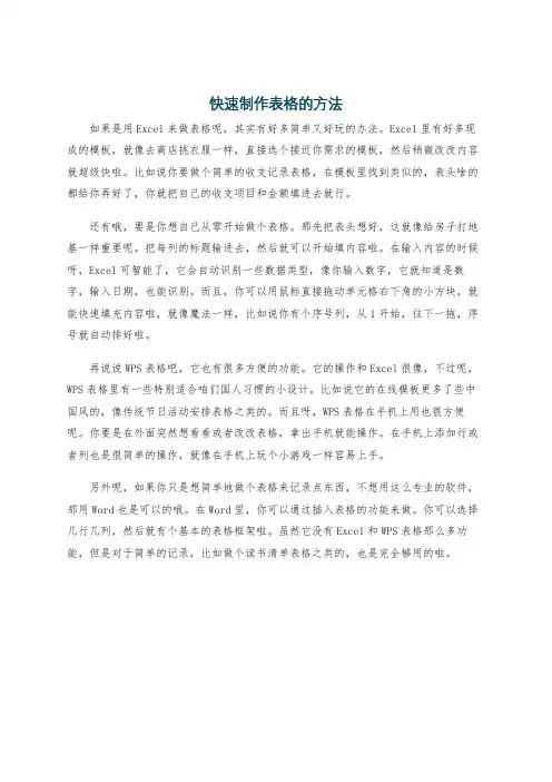 快速制作表格的方法