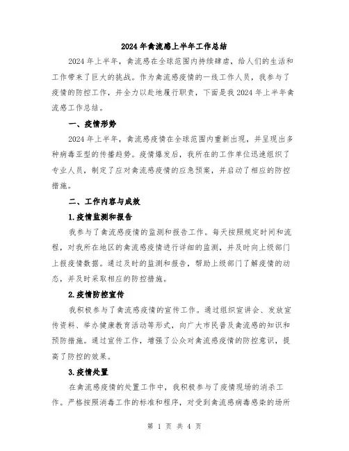 2024年禽流感上半年工作总结
