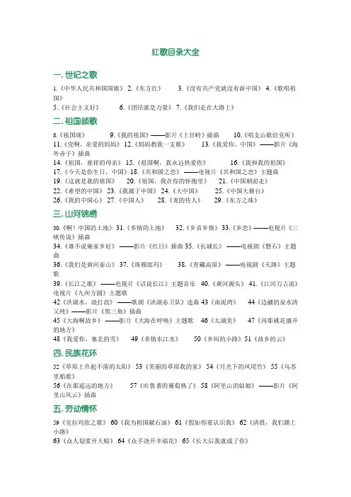 红歌目录大全