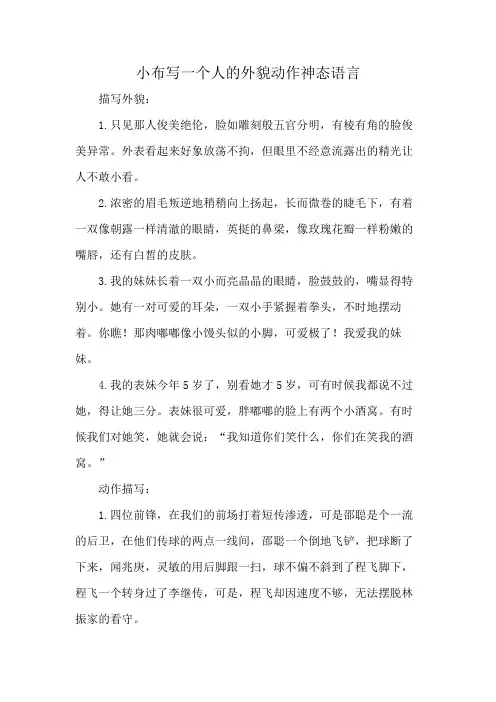 小布写一个人的外貌动作神态语言