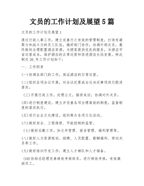 文员的工作计划及展望5篇