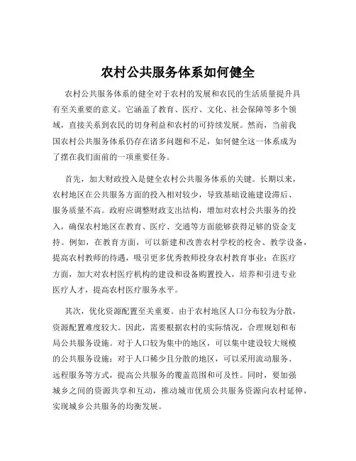 农村公共服务体系如何健全