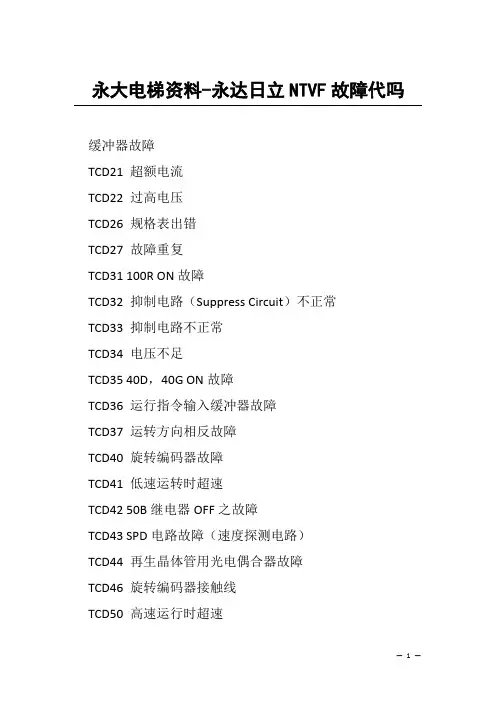 永大电梯资料-永达日立NTVF故障代吗