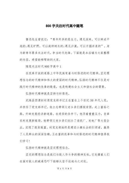 800字关注时代高中随笔