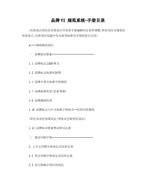品牌VI系统手册目录