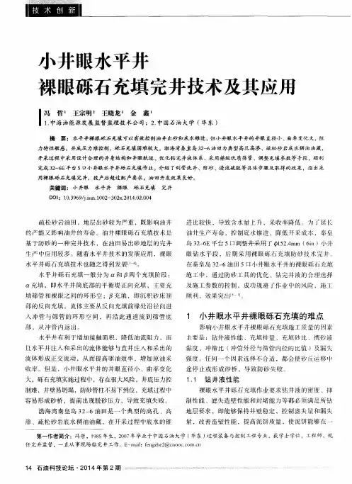 小井眼水平井裸眼砾石充填完井技术及其应用