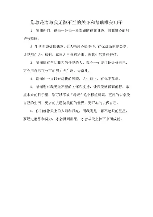 您总是给与我无微不至的关怀和帮助唯美句子