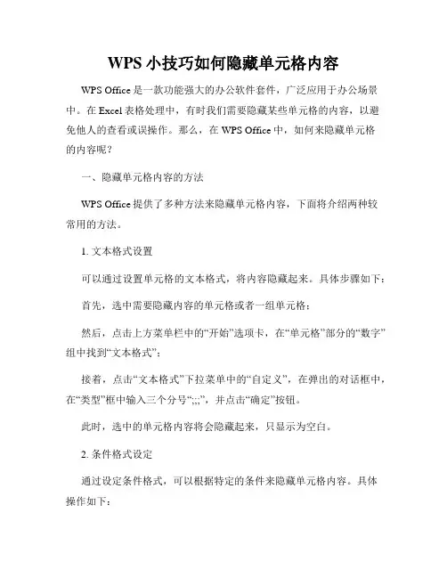 WPS小技巧如何隐藏单元格内容