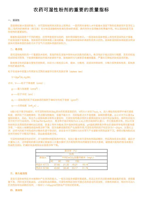 农药可湿性粉剂的重要的质量指标