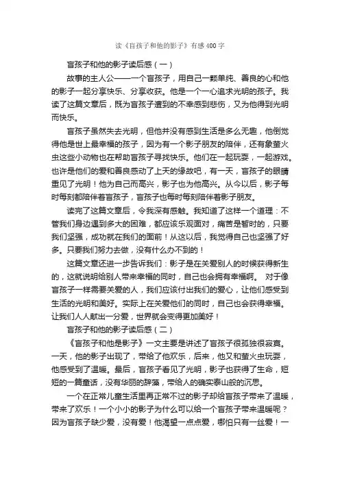 读《盲孩子和他的影子》有感400字