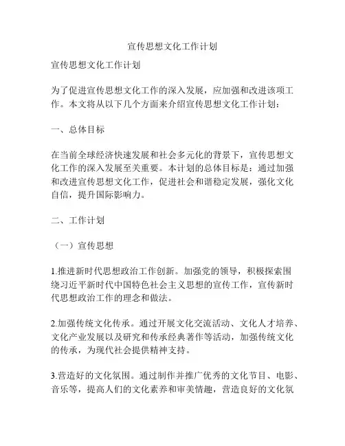 宣传思想文化工作计划
