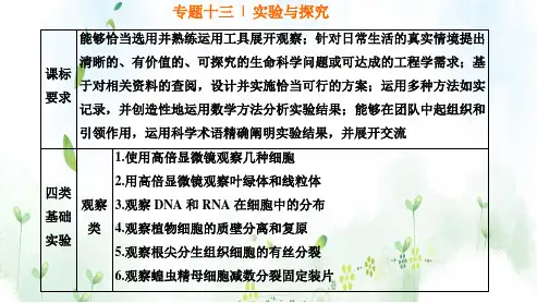 (高中段)微专题(一)教材基础实验分类归纳
