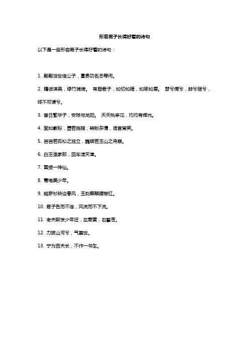 形容男子长得好看的诗句