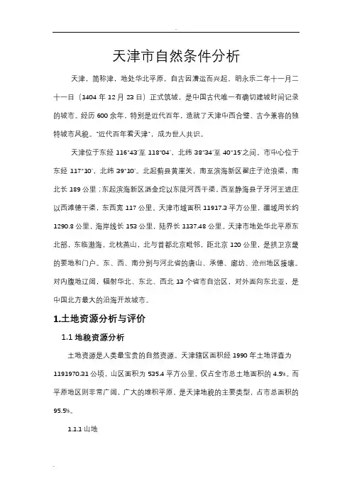 天津自然资源分析