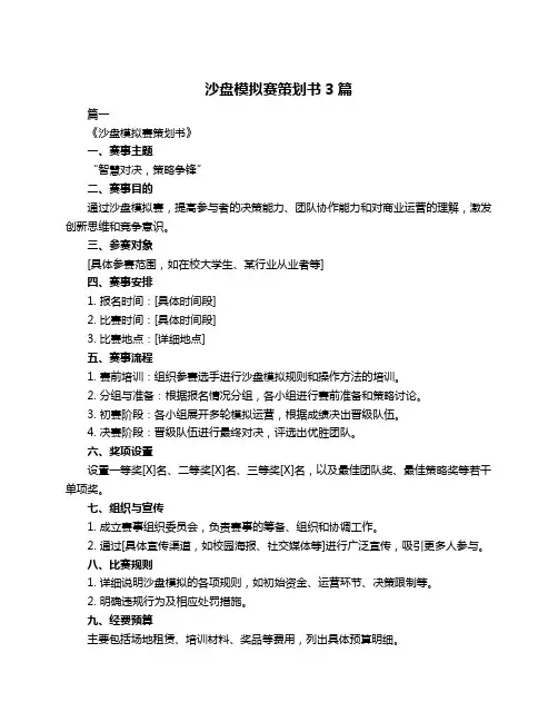 沙盘模拟赛策划书3篇
