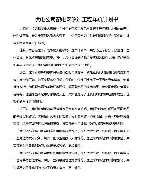 供电公司配电网改造工程年度计划书