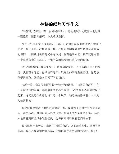 神秘的纸片习作作文