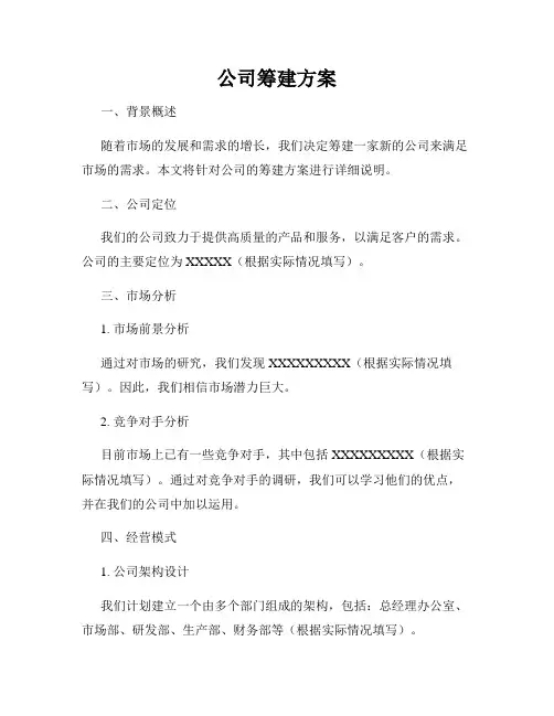 公司筹建方案