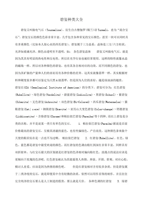 碧玺种类大全
